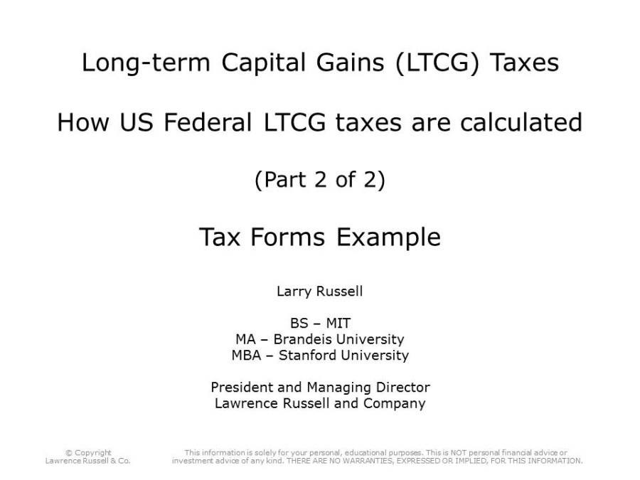 How US federal long term capital gains taxes are calculated part 2